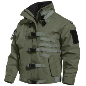Men's Tactical Cargo Jackets Casual Multi-pocket Wear-resistant Motorcycle Coats