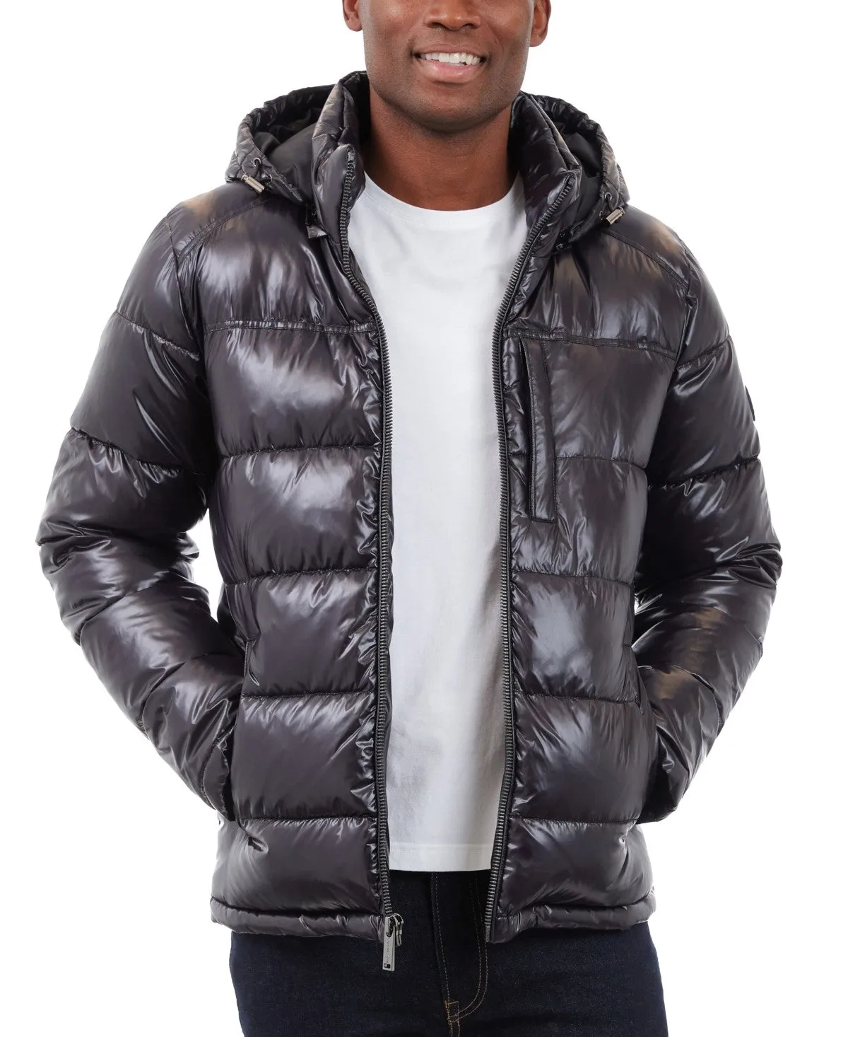 Michael Kors Mens Puffer Jacket Coat XL Black Full Zip