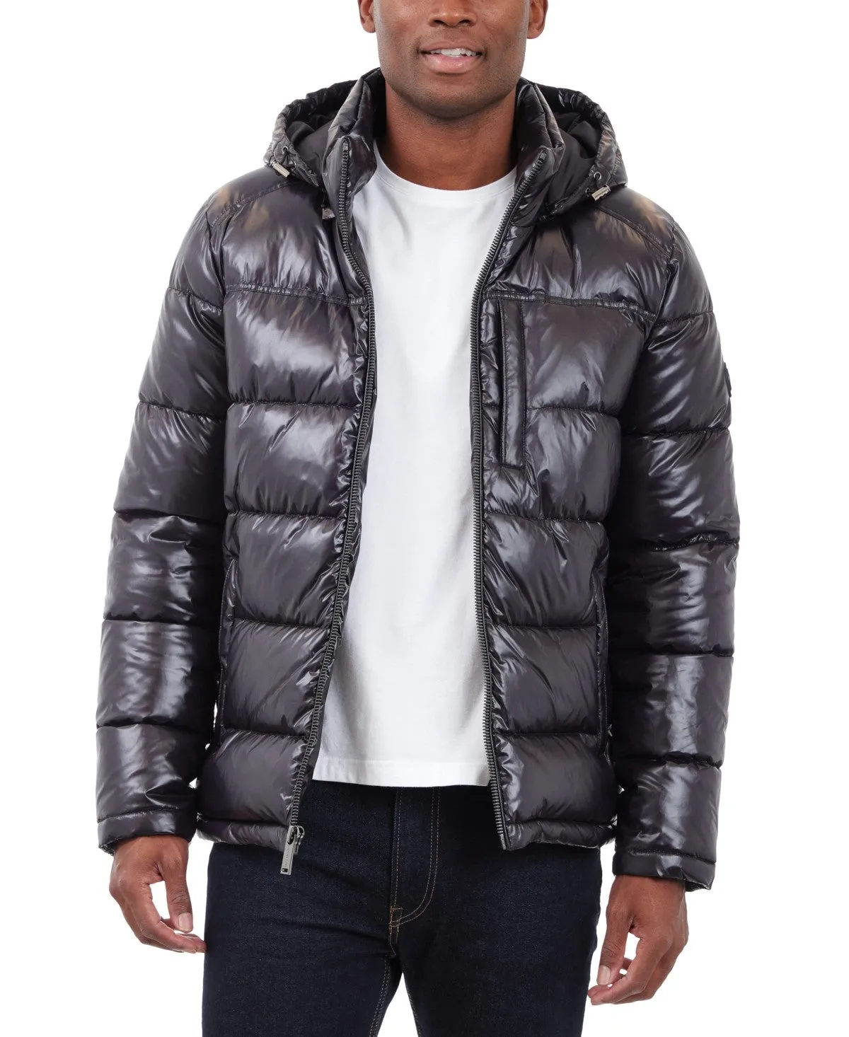 Michael Kors Mens Puffer Jacket Coat XL Black Full Zip