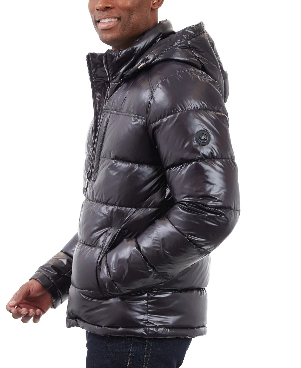 Michael Kors Mens Puffer Jacket Coat XL Black Full Zip