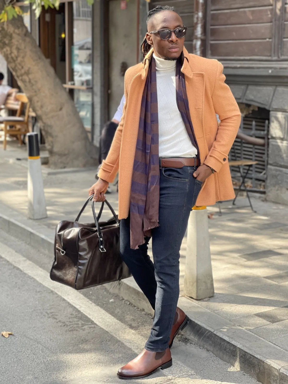 Modena Beige Slim Fit Coat