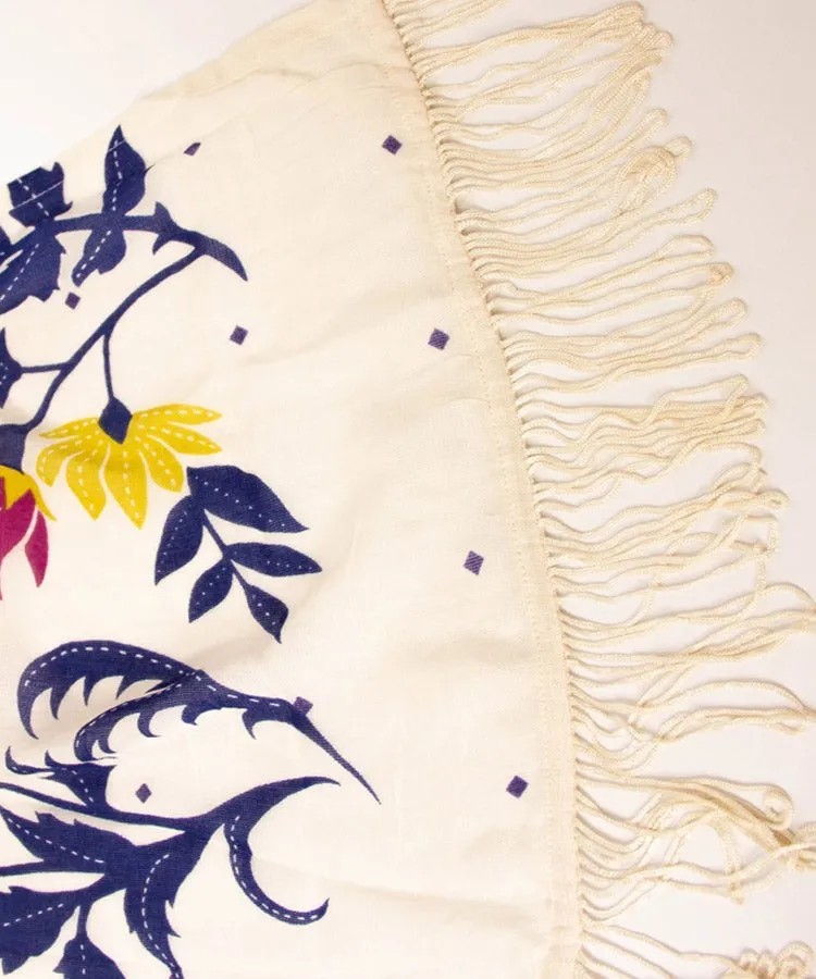 Navy Floral Fringe Boho Kimono Cardigan
