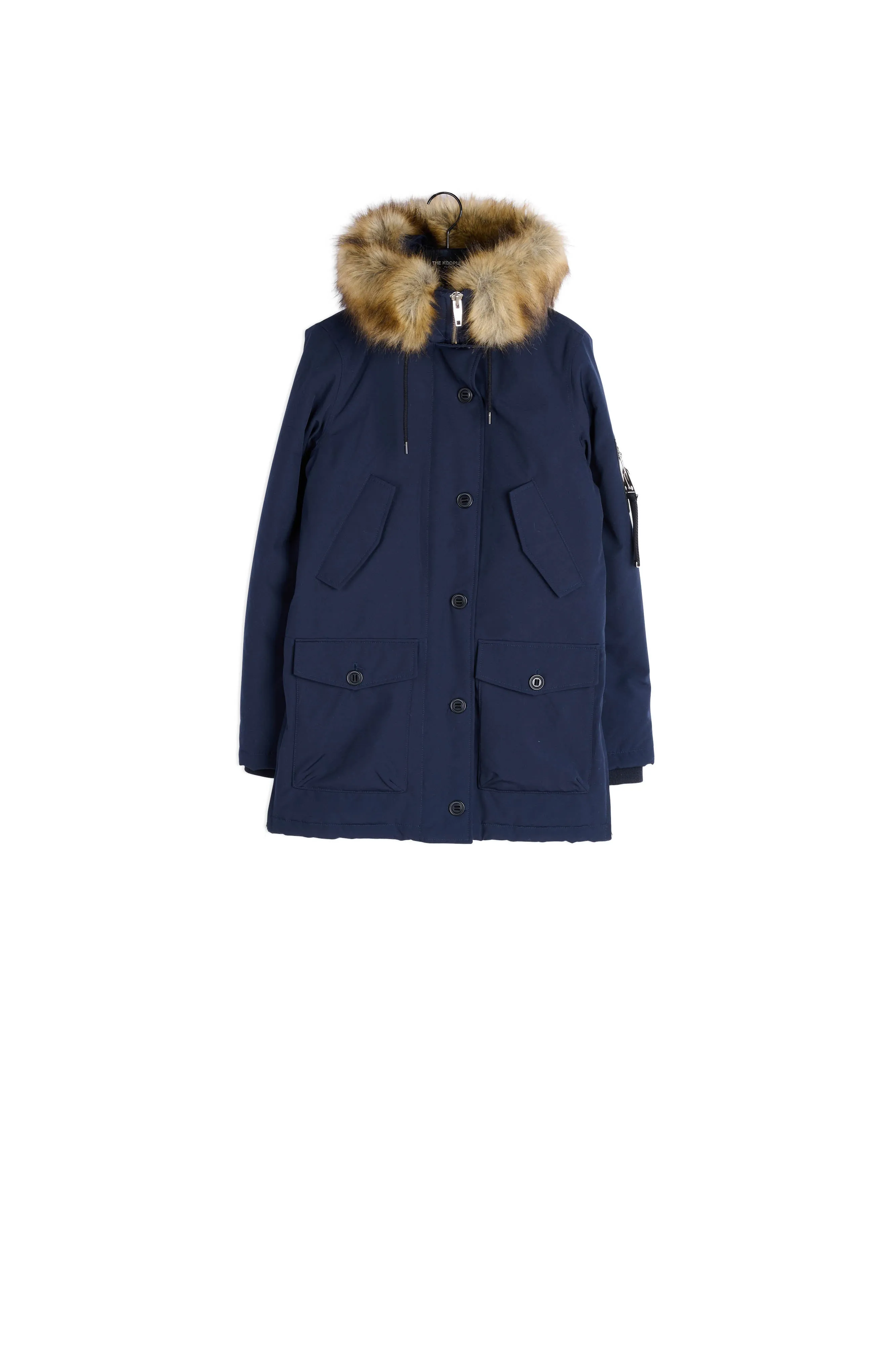 Parka nylon longue bleu marine capuche