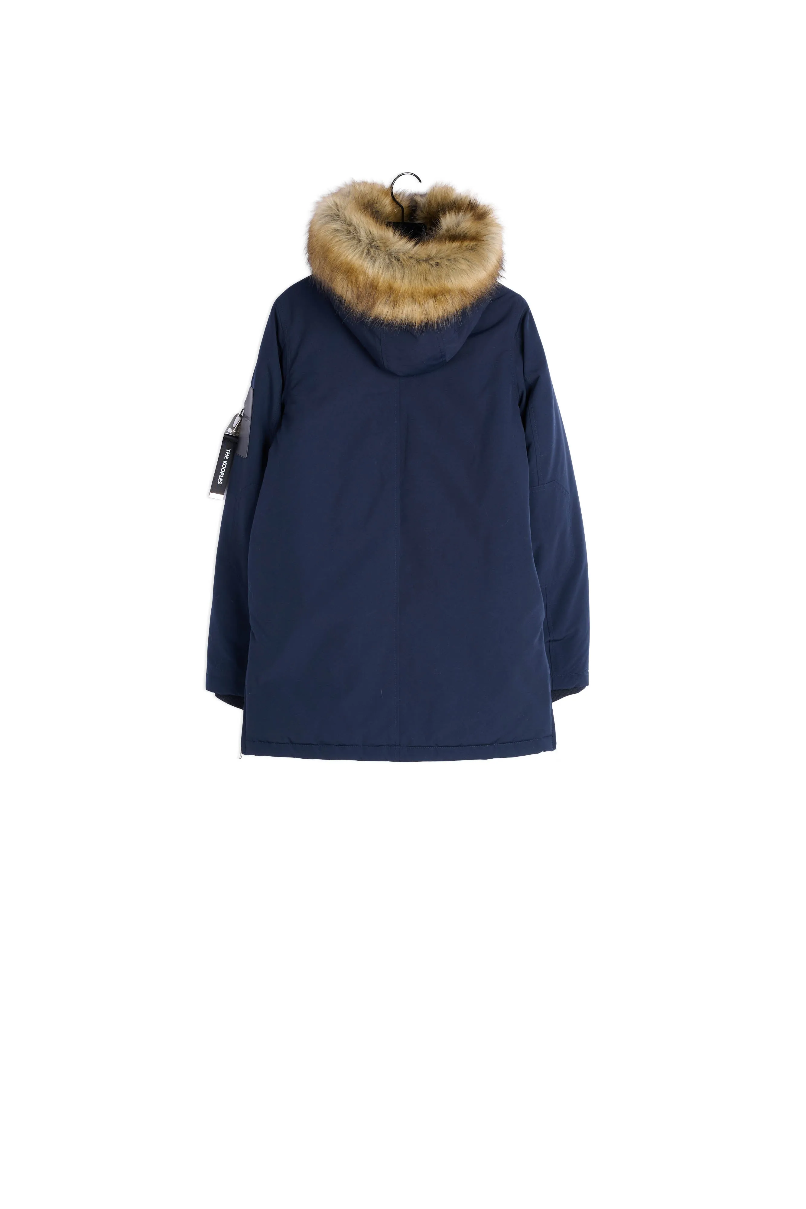 Parka nylon longue bleu marine capuche