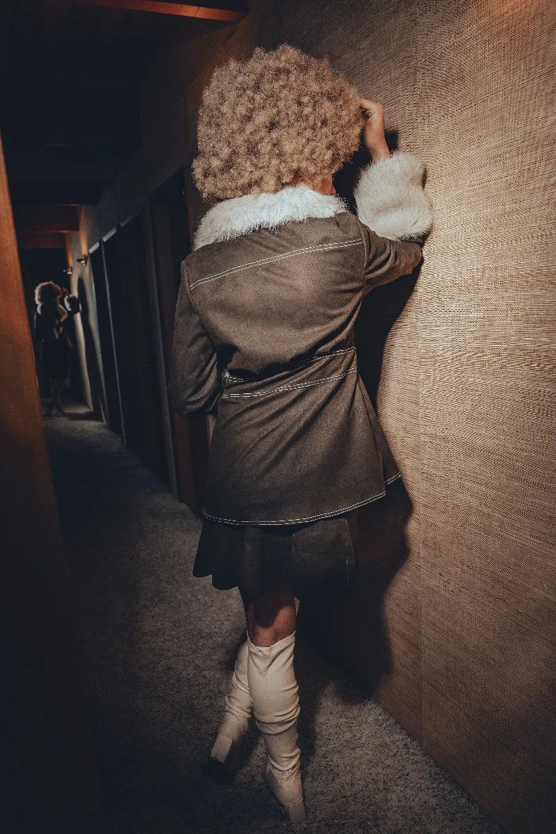 Penny Lane Coat - Chocolate Vegan Suede