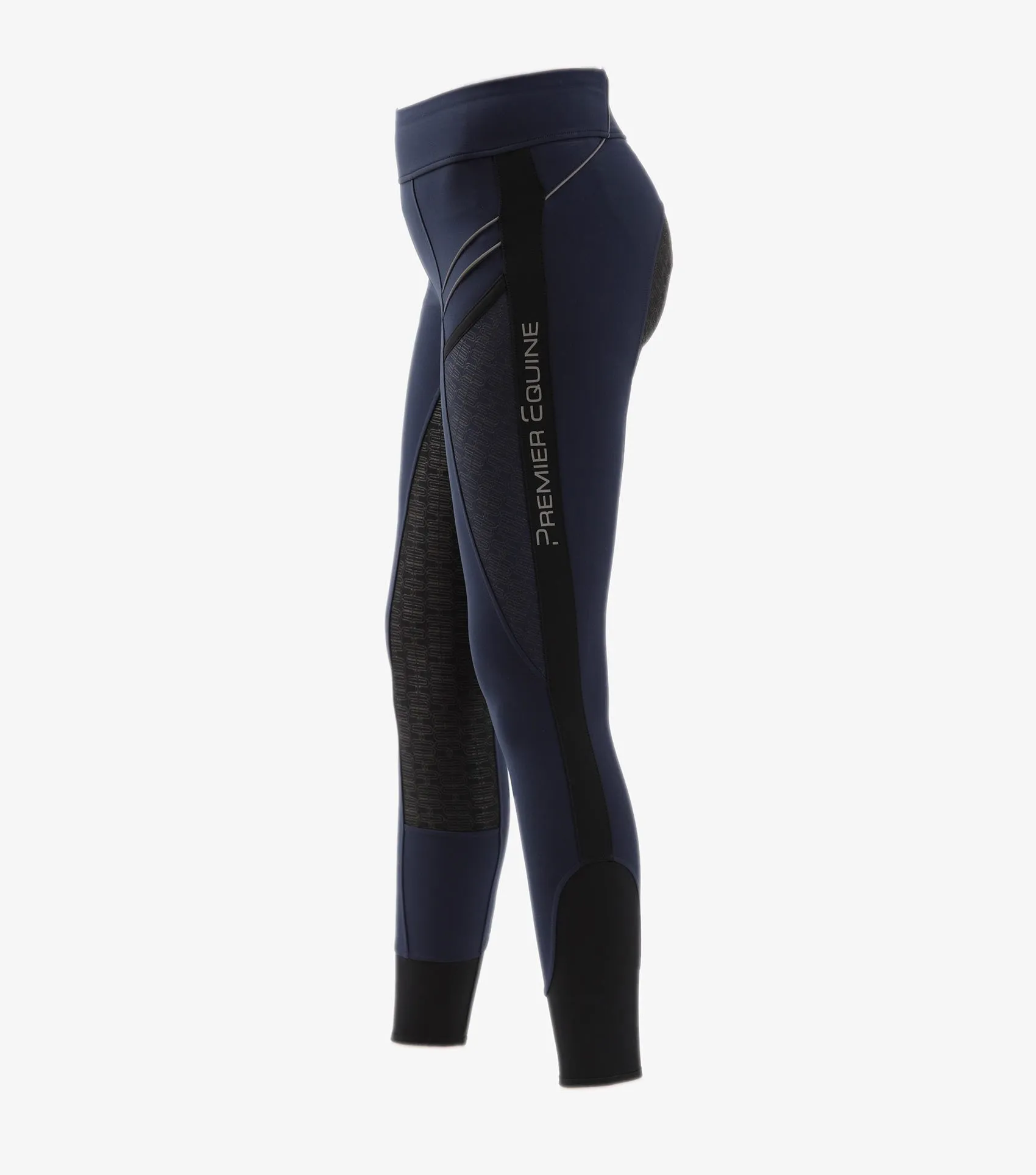 Premier Equine Astrid Girls Full Seat Gel Pull On Riding Tights ( Navy)