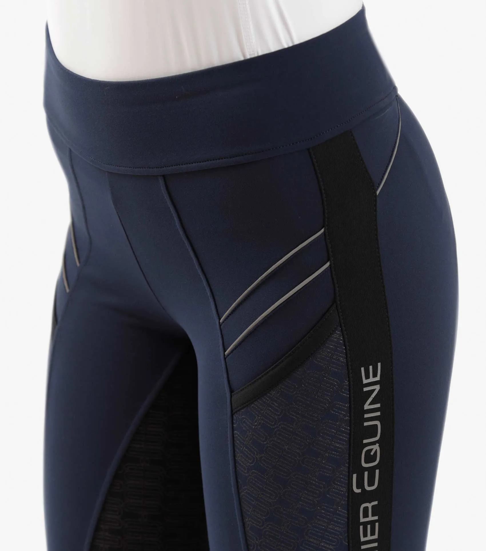 Premier Equine Astrid Girls Full Seat Gel Pull On Riding Tights ( Navy)