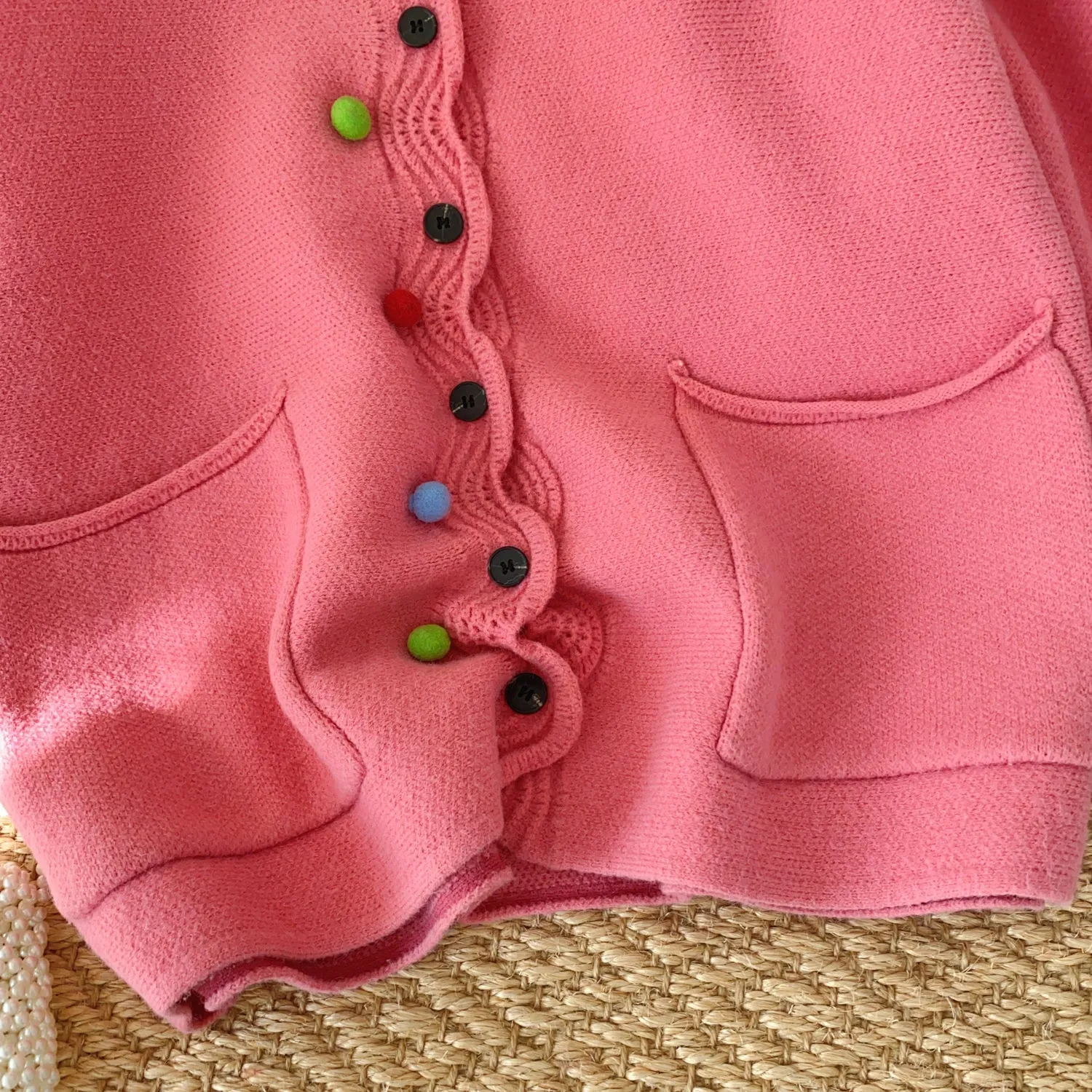 Rainbow Buttons Candy Color Cardigan