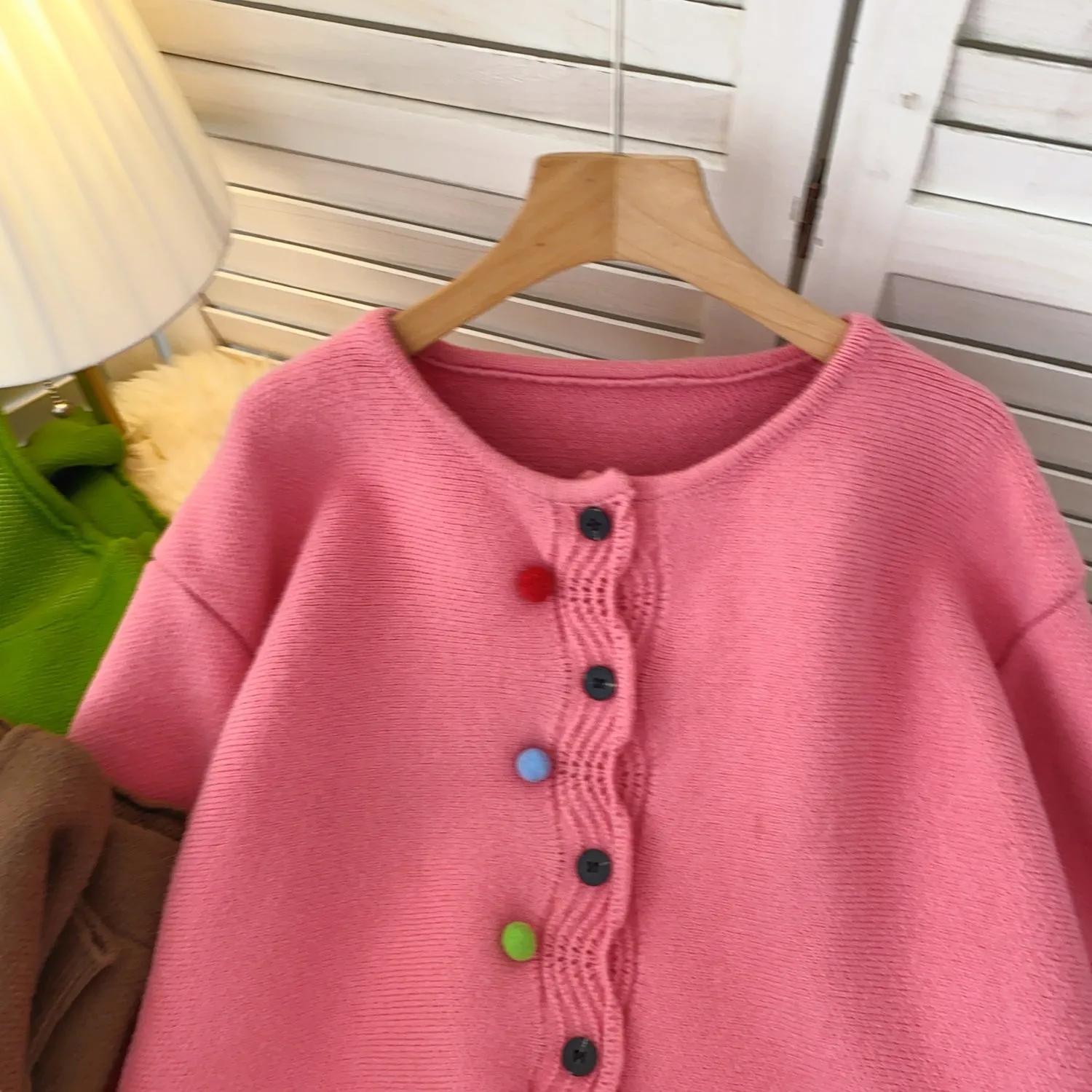 Rainbow Buttons Candy Color Cardigan