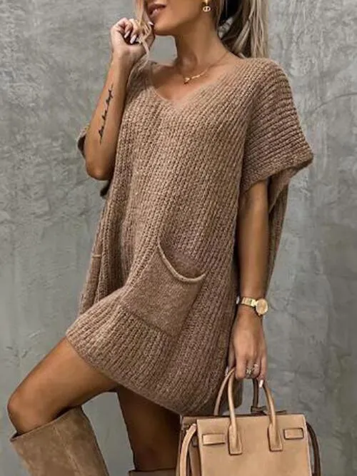 Ready To Go Knit Short Sleeve Sweater Dress