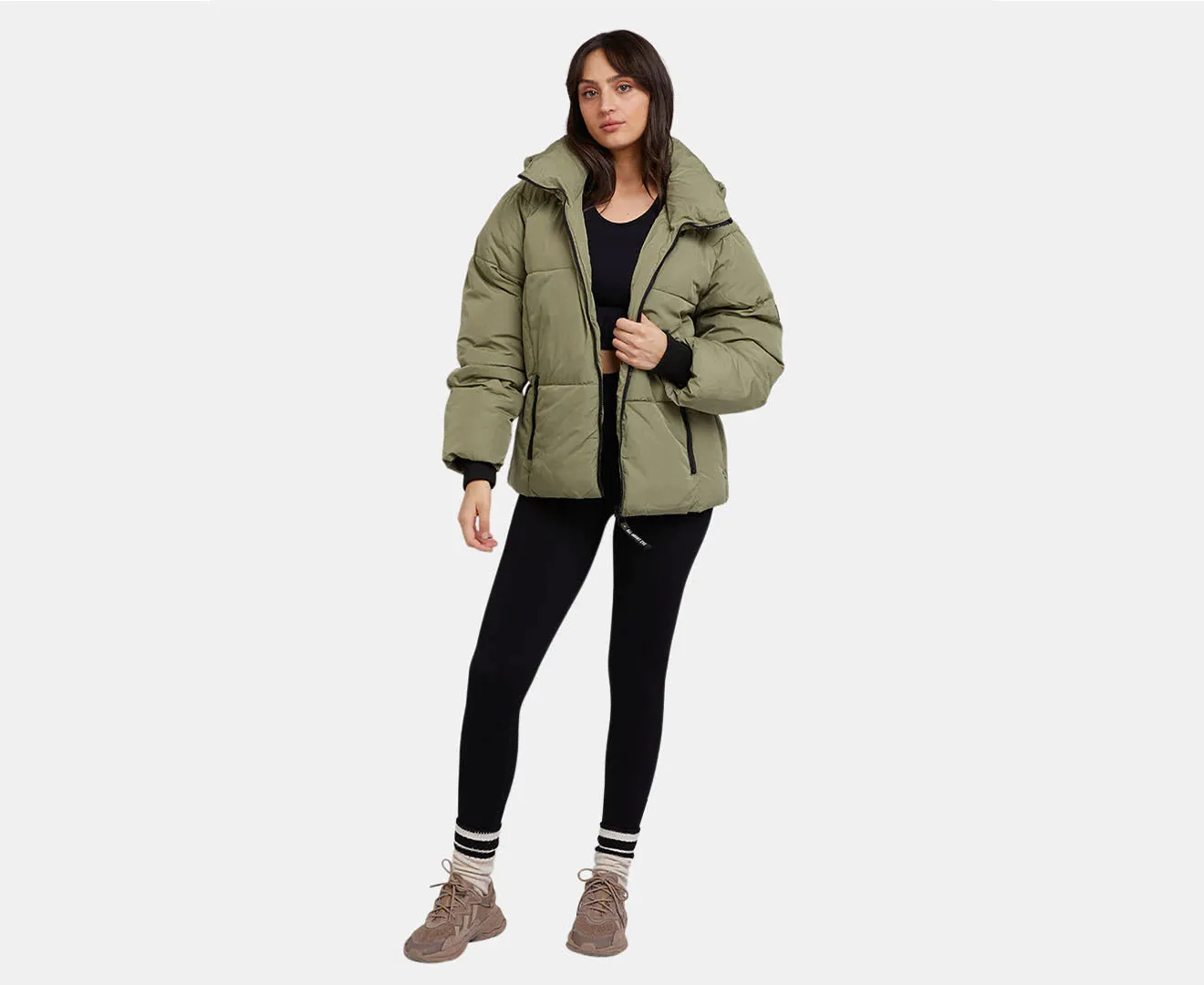 Remi Luxe Midi Puffer - Khaki