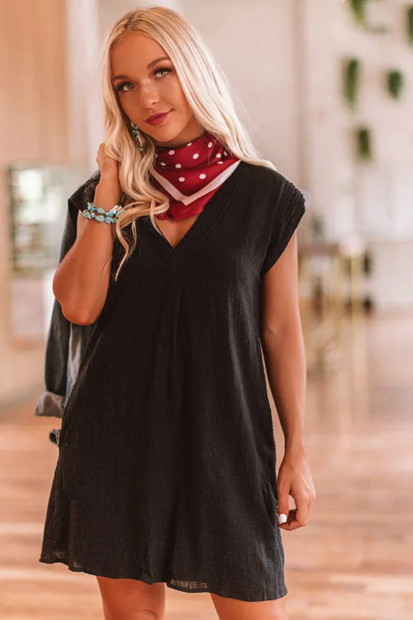 Sea Breeze Bliss Shift Dress In Black