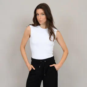 SECOND SKIN BY RD STYLE WOMEN'S ROXI SLEEVELESS CREWNECK BODYSUIT-  WHITE