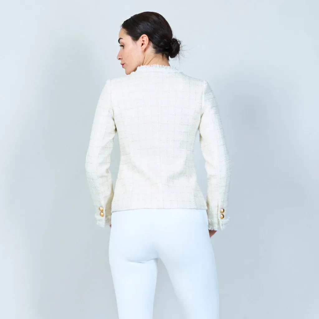 Sophisticated tweed jacket with metallic accents wholesale