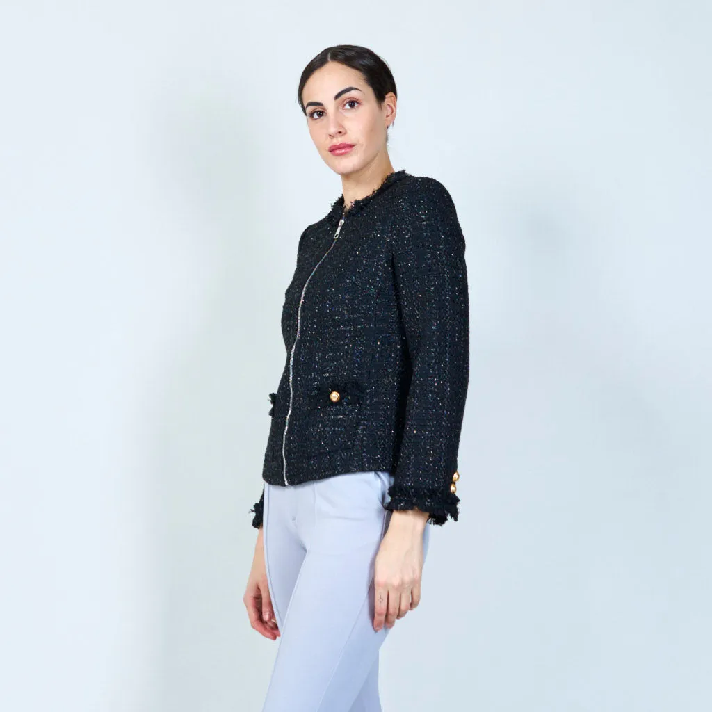 Sophisticated tweed jacket with metallic accents wholesale