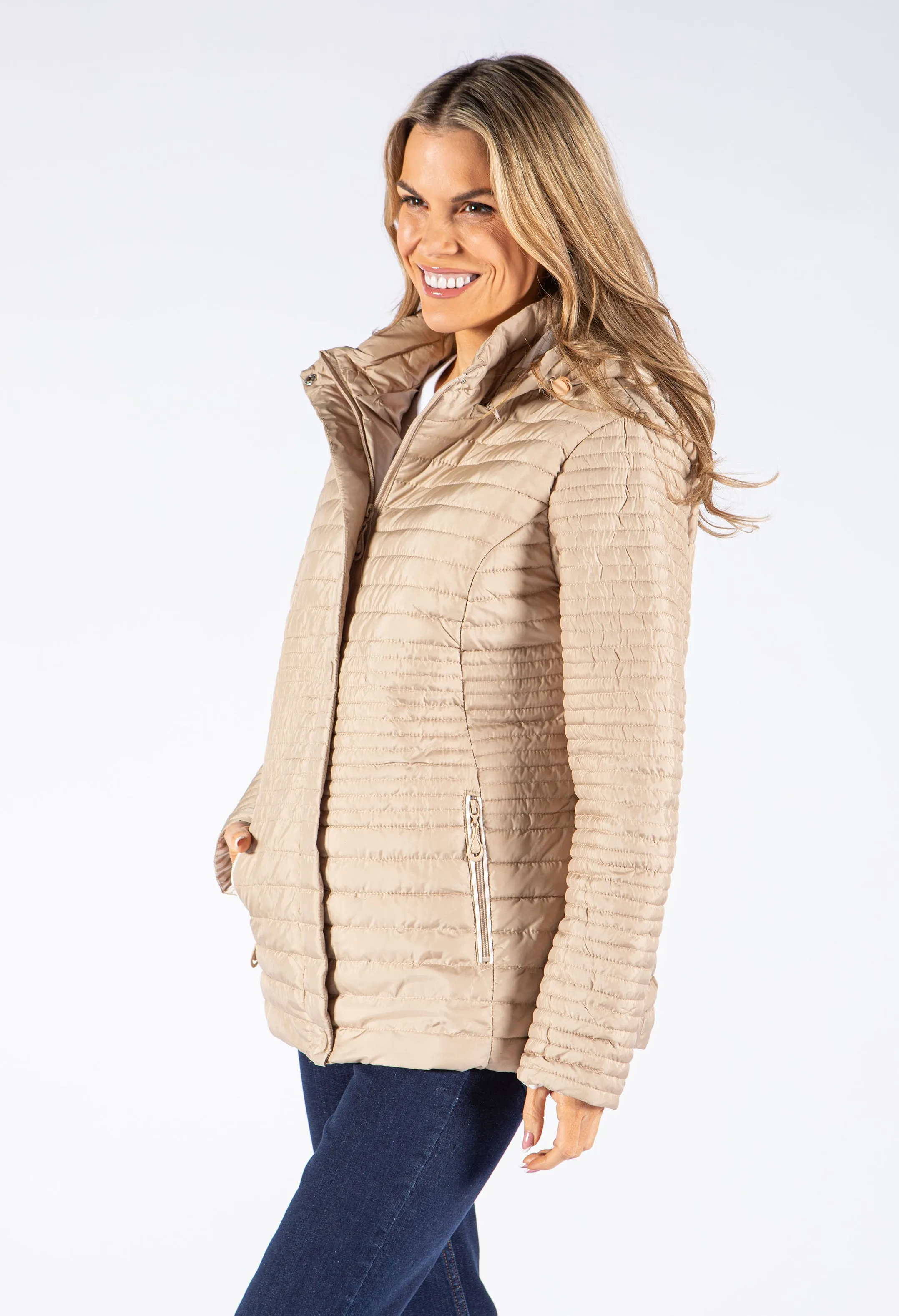 Stripe Lined Padded Coat