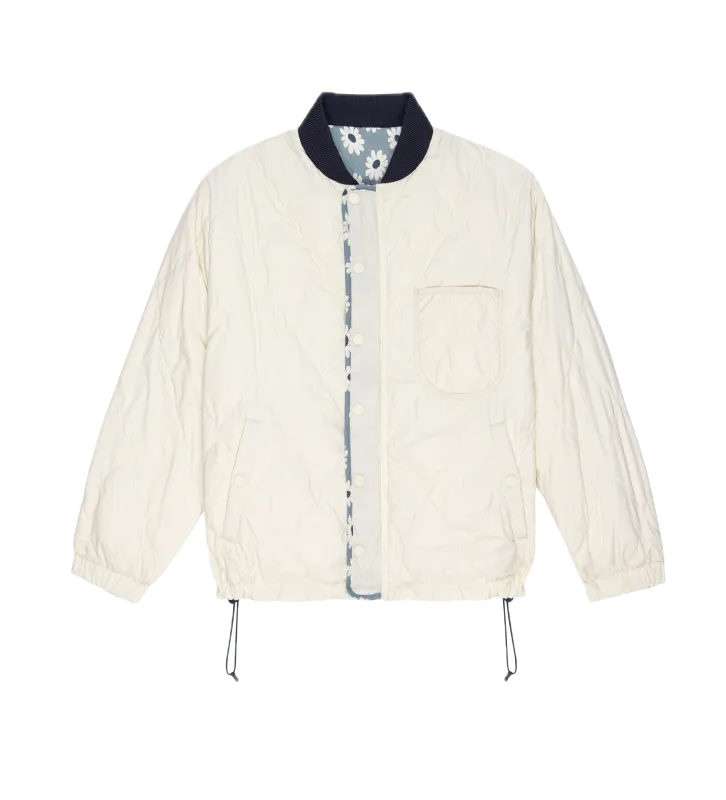 The Great Reversible Ultra Light Down Puffer in Falling Daisy - Cream