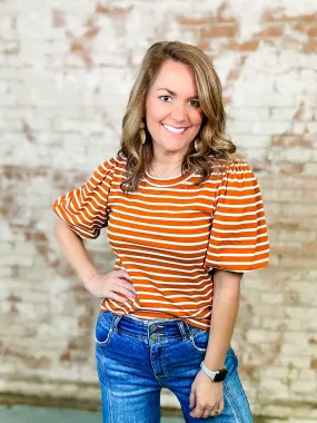 Twila Puff Sleeve Stripe Top - FINAL SALE