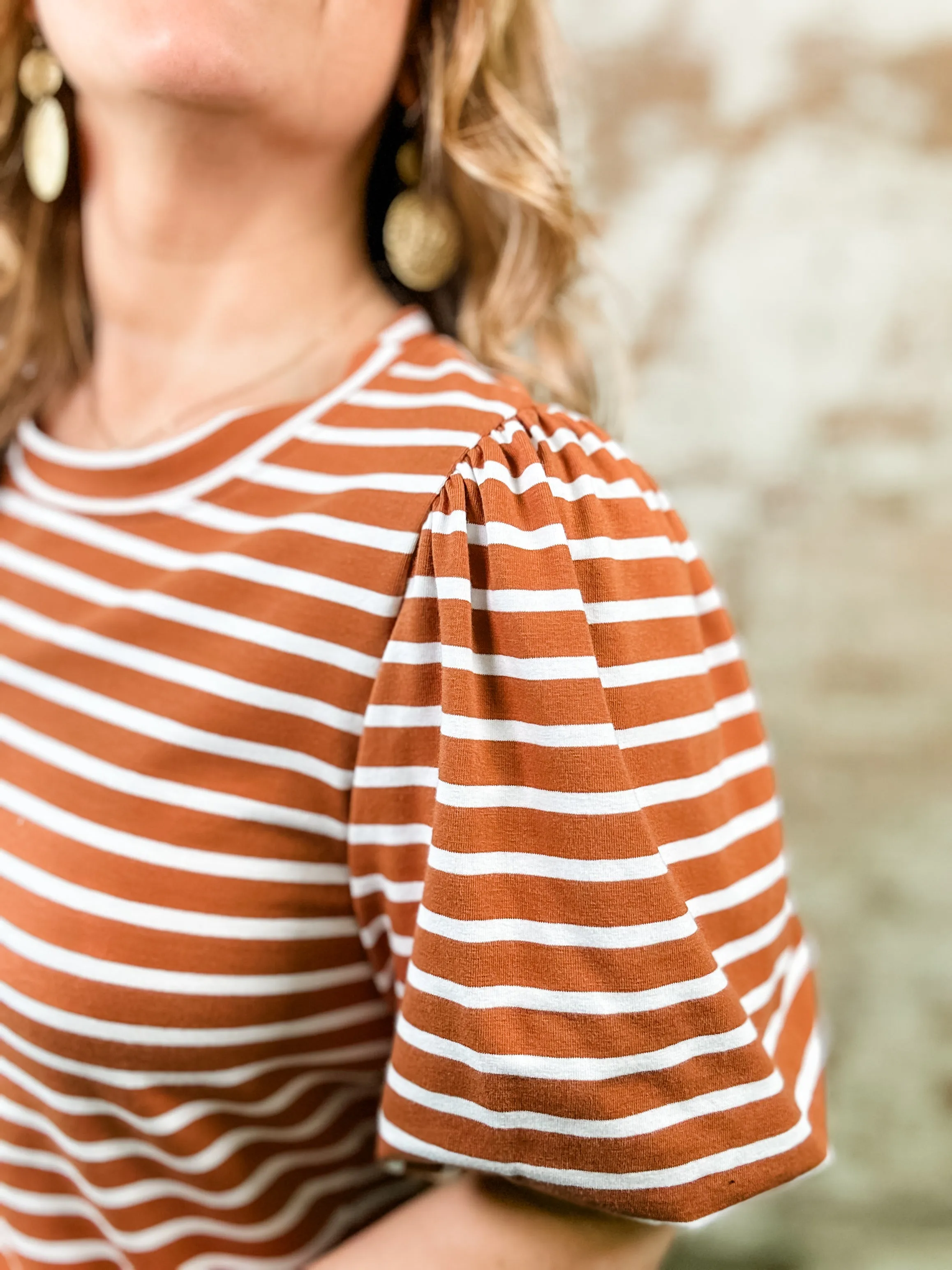 Twila Puff Sleeve Stripe Top - FINAL SALE