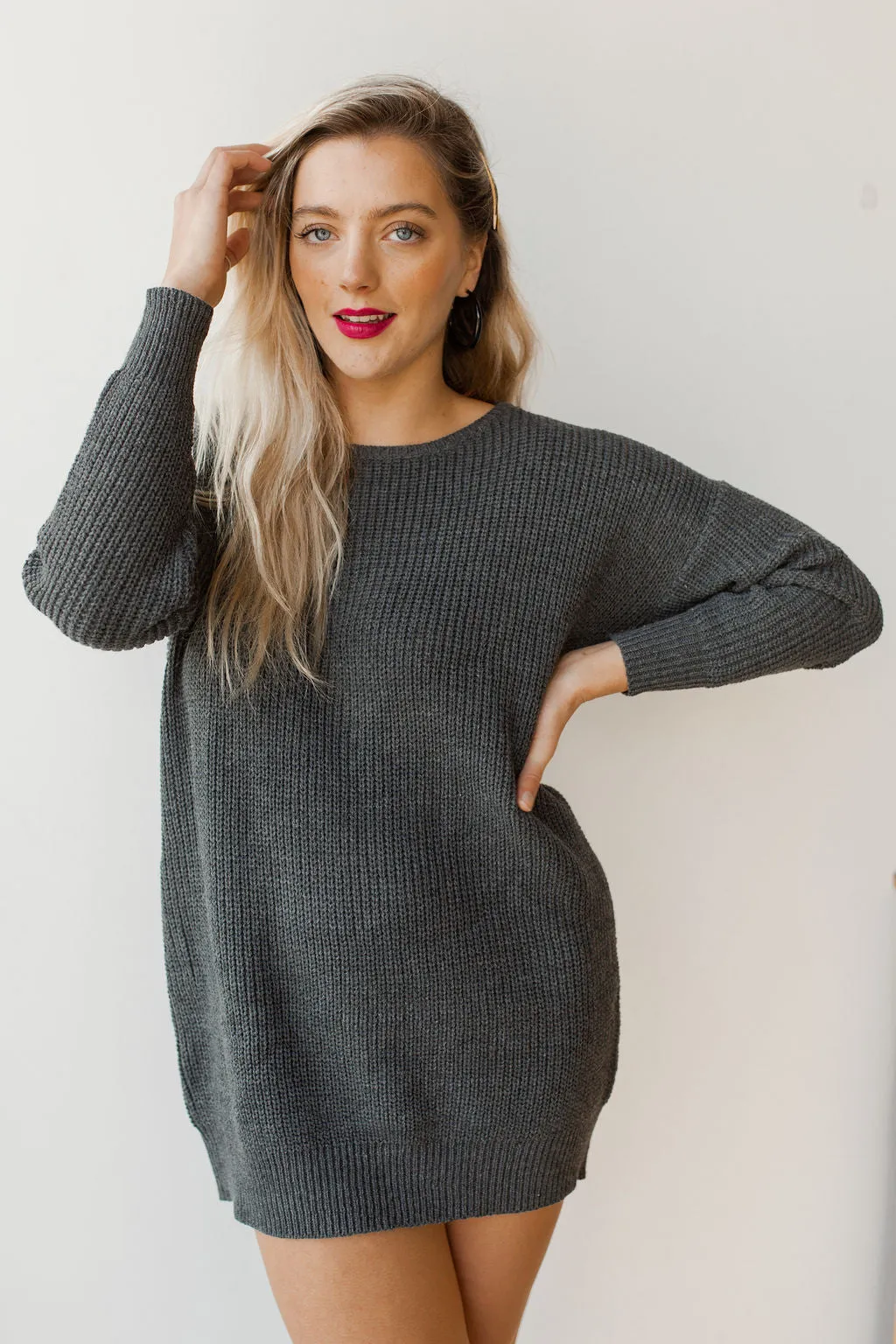 twist back sweater dress