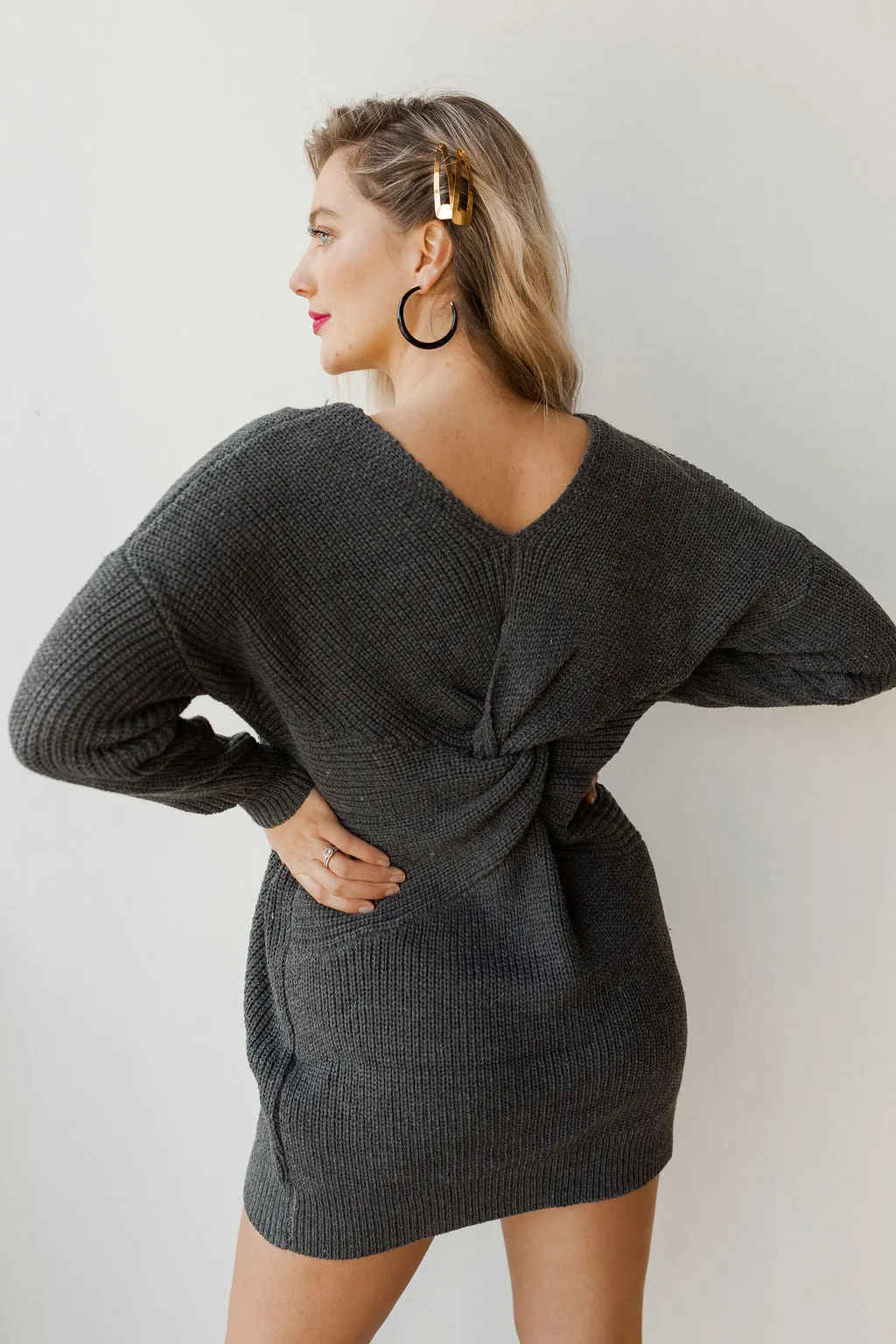 twist back sweater dress