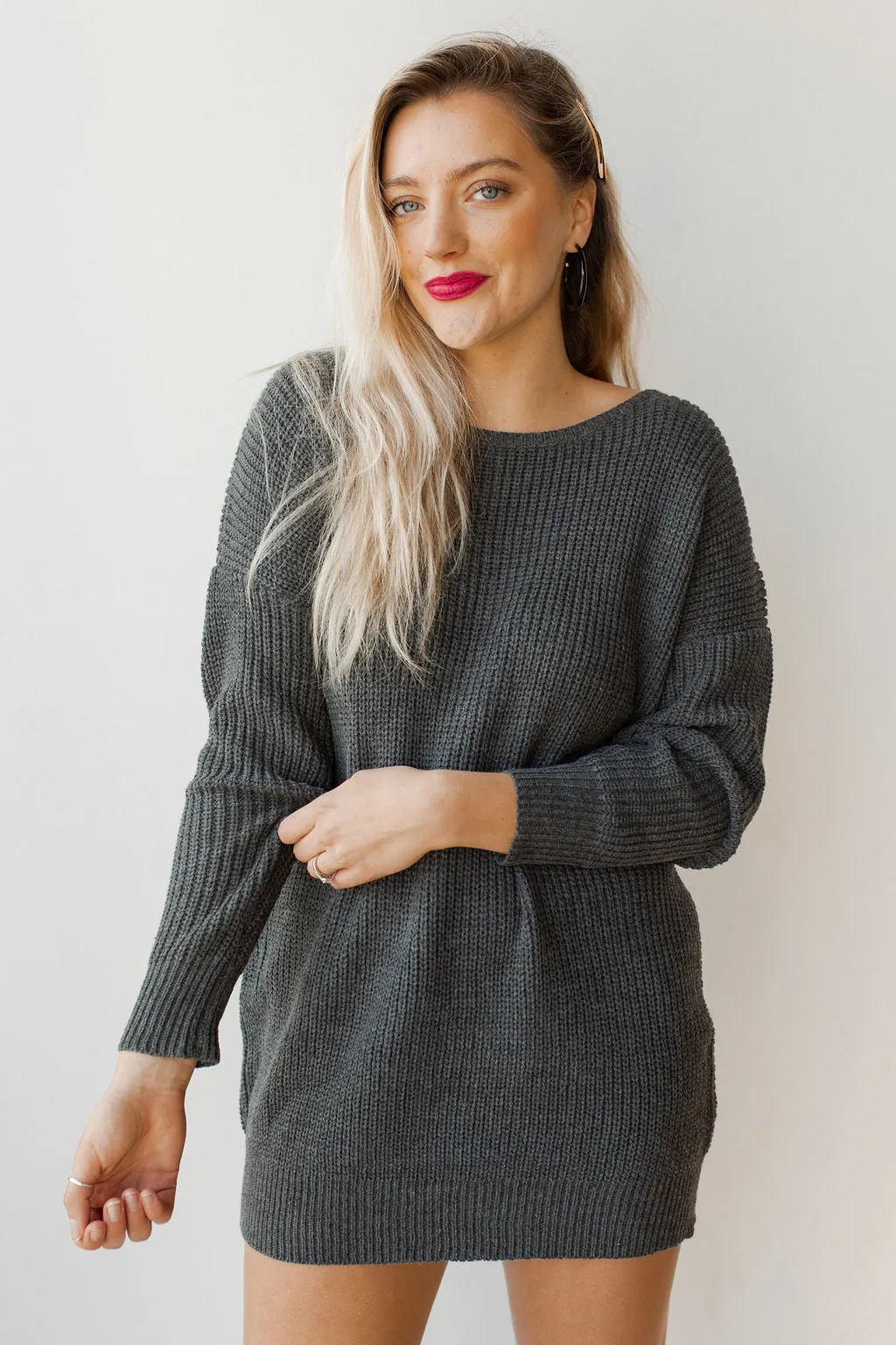 twist back sweater dress