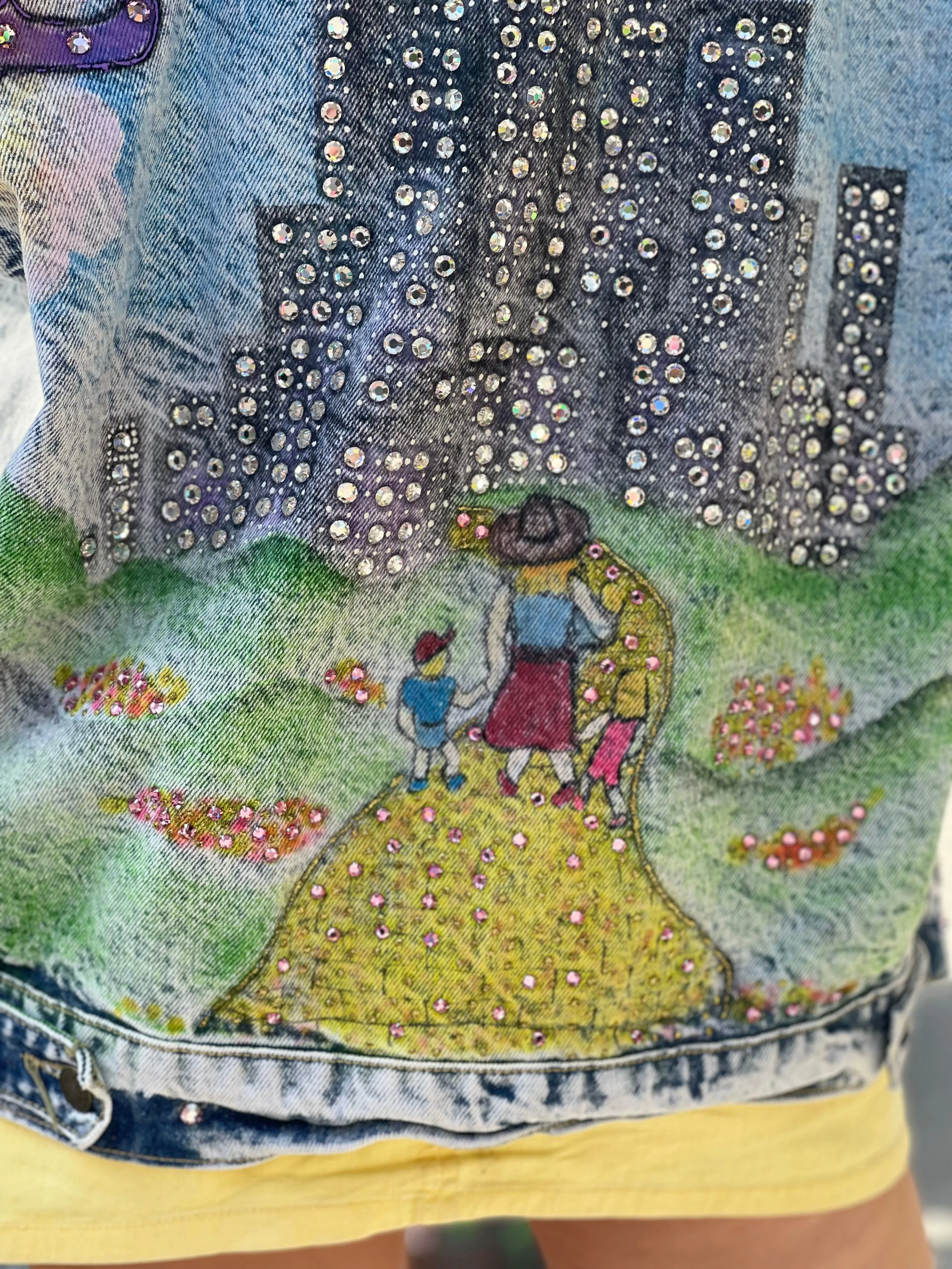 Vintage 80s Bedazzled City of Angels Jean Jacket