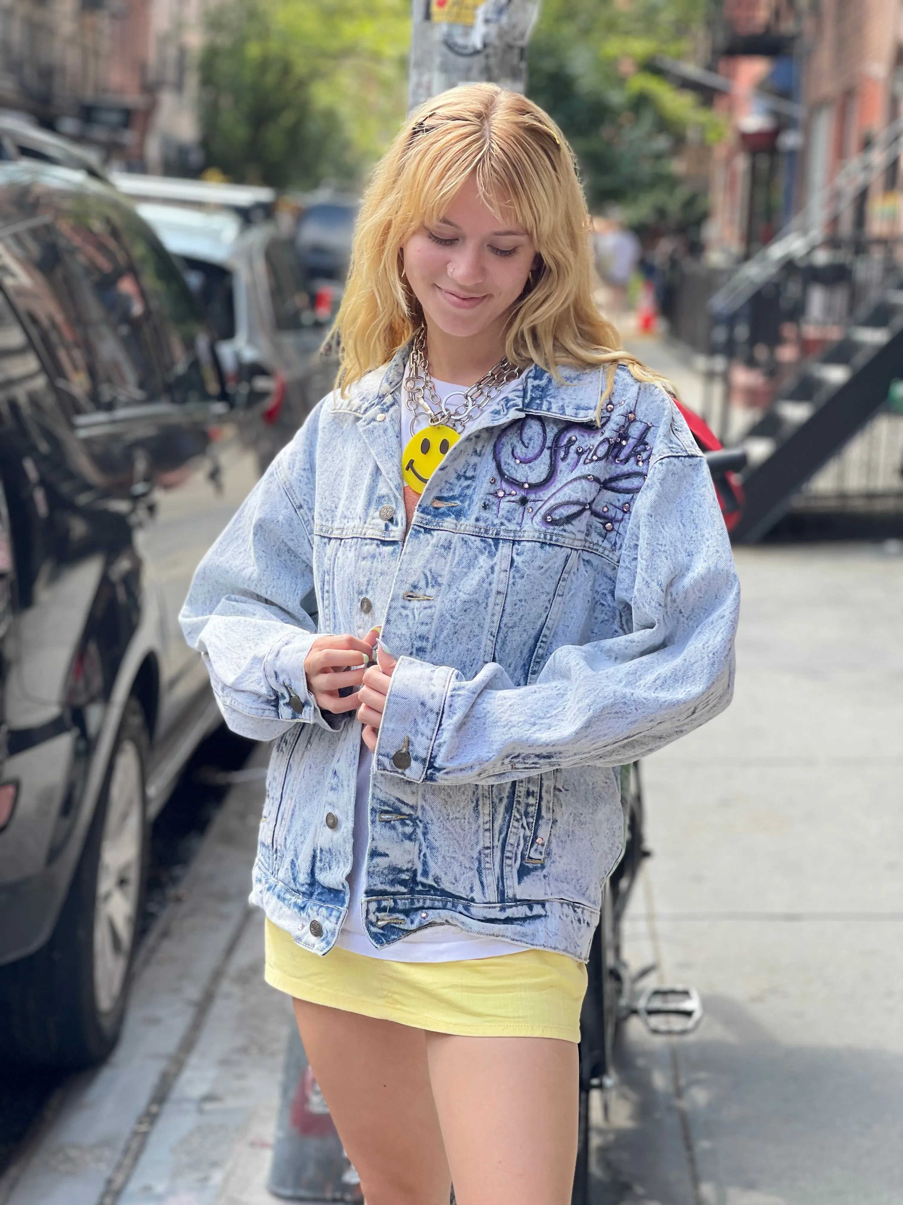 Vintage 80s Bedazzled City of Angels Jean Jacket