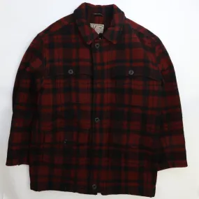 Vintage L.L. Bean Hunting Wool Parka Coat Jacket Size Medium Red Plaid