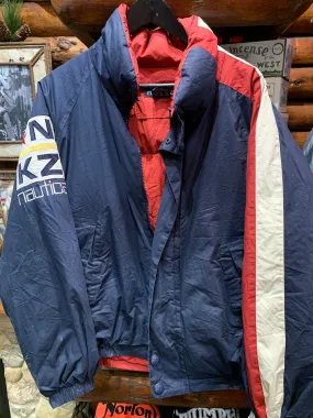 Vintage Nautica Navy Maroon White Puffer Sailing Jacket, Medium. FREE POSTAGE