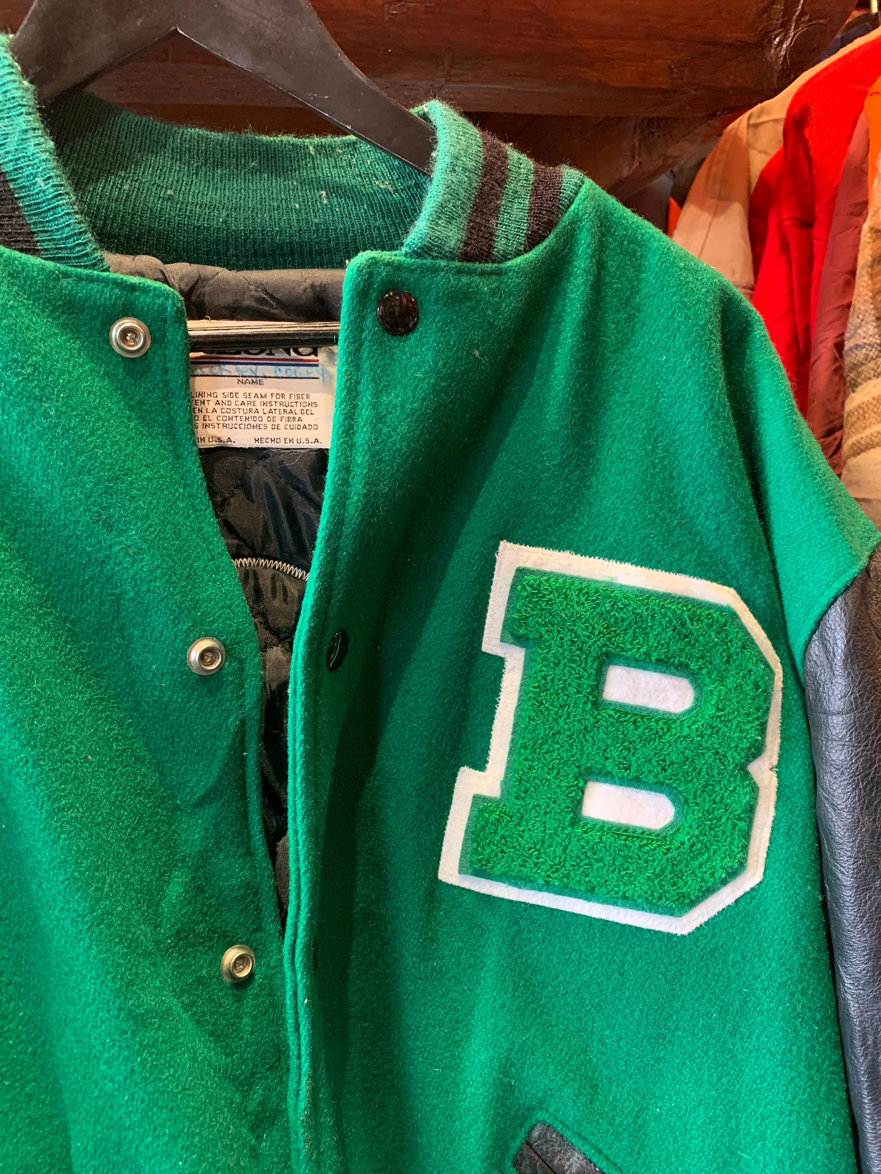 Vintage St. Bede Bruins, De Longe College Jacket. Large. FREE POSTAGE