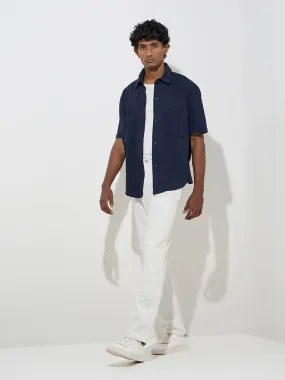 WES Casuals White Relaxed-Fit Mid-Rise Cotton Chinos