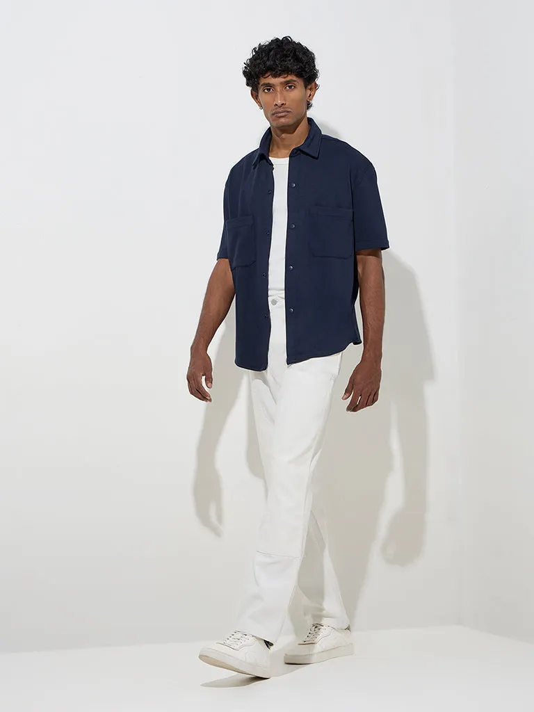 WES Casuals White Relaxed-Fit Mid-Rise Cotton Chinos