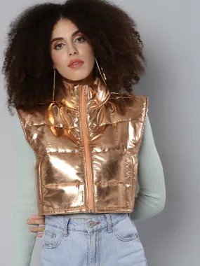 Women Copper Metalica Puffer Jacket