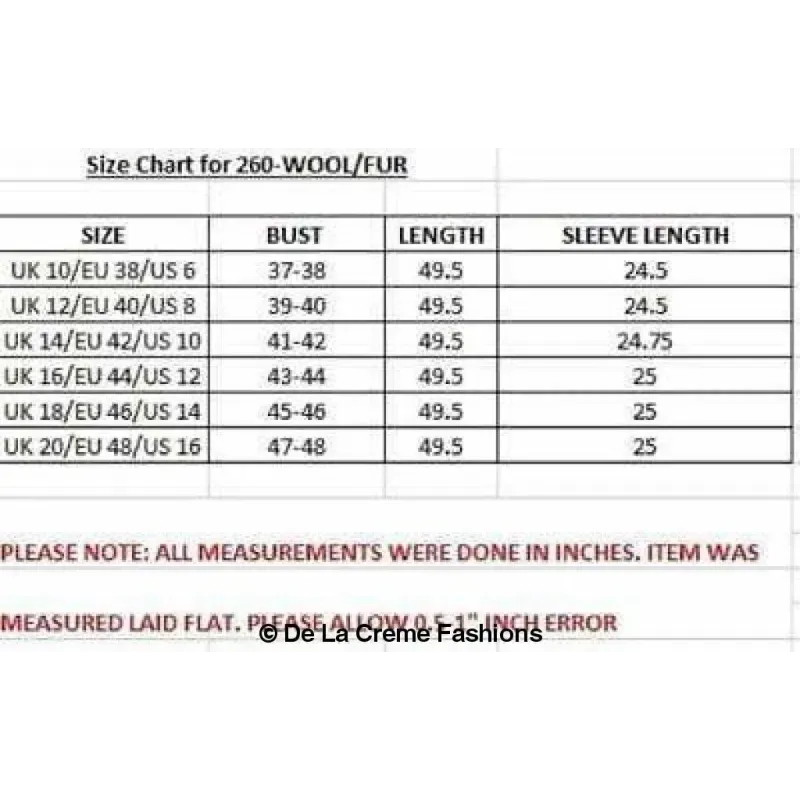 Women’s Faux Fur Large Lapel Mid Length Coat