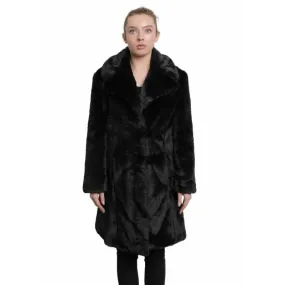 Women’s Faux Fur Large Lapel Mid Length Coat