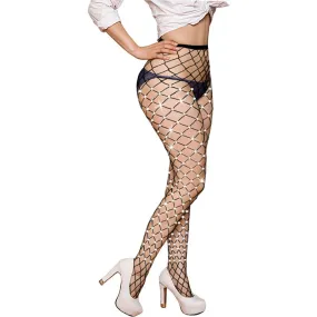 Women's Sparkle Rhinestone Fishnets Tights High Waist Stockings